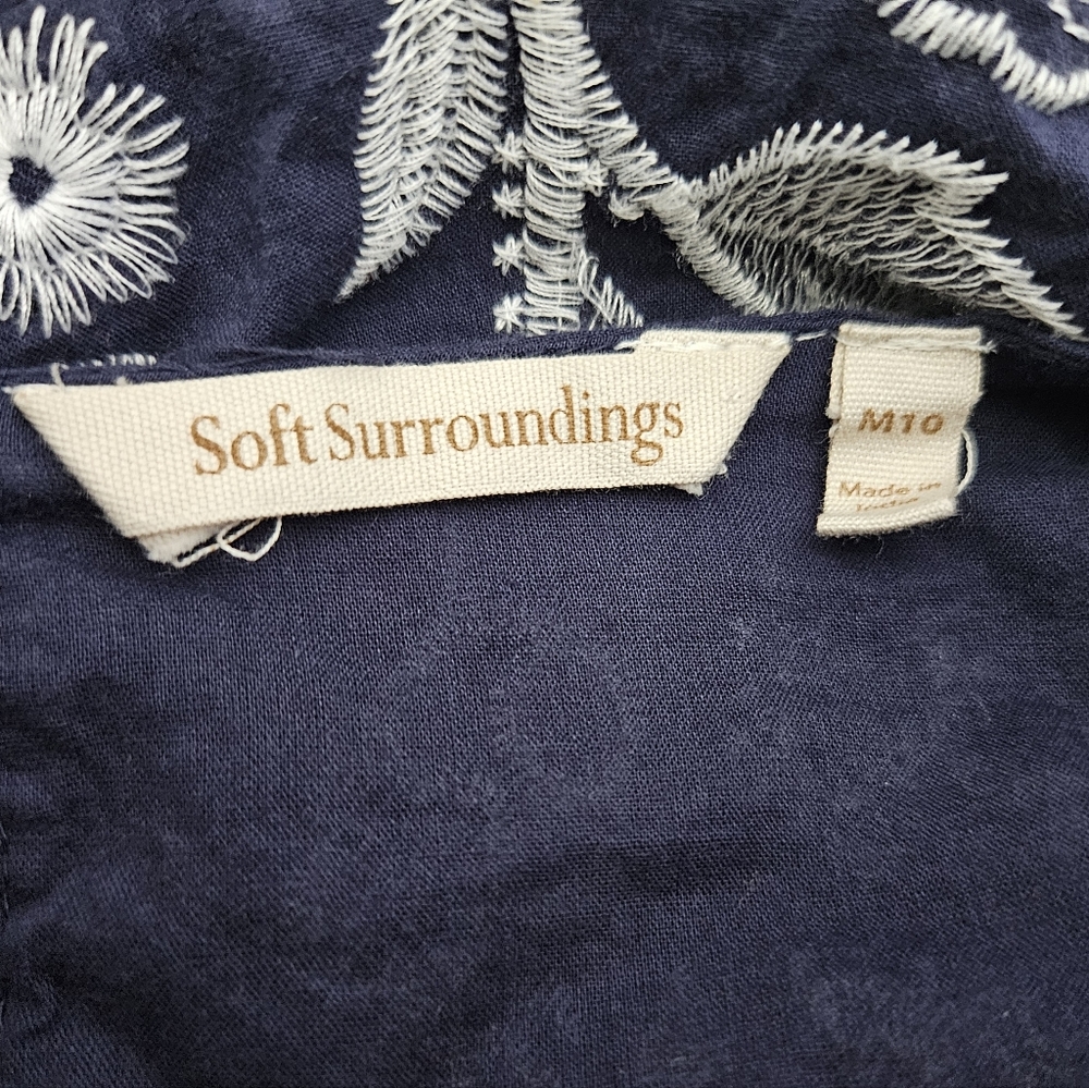 Soft Surroundings Tilda Whimsy Floral Navy Embroidered Boho Tiered Midi Sz M - Picture 8 of 11